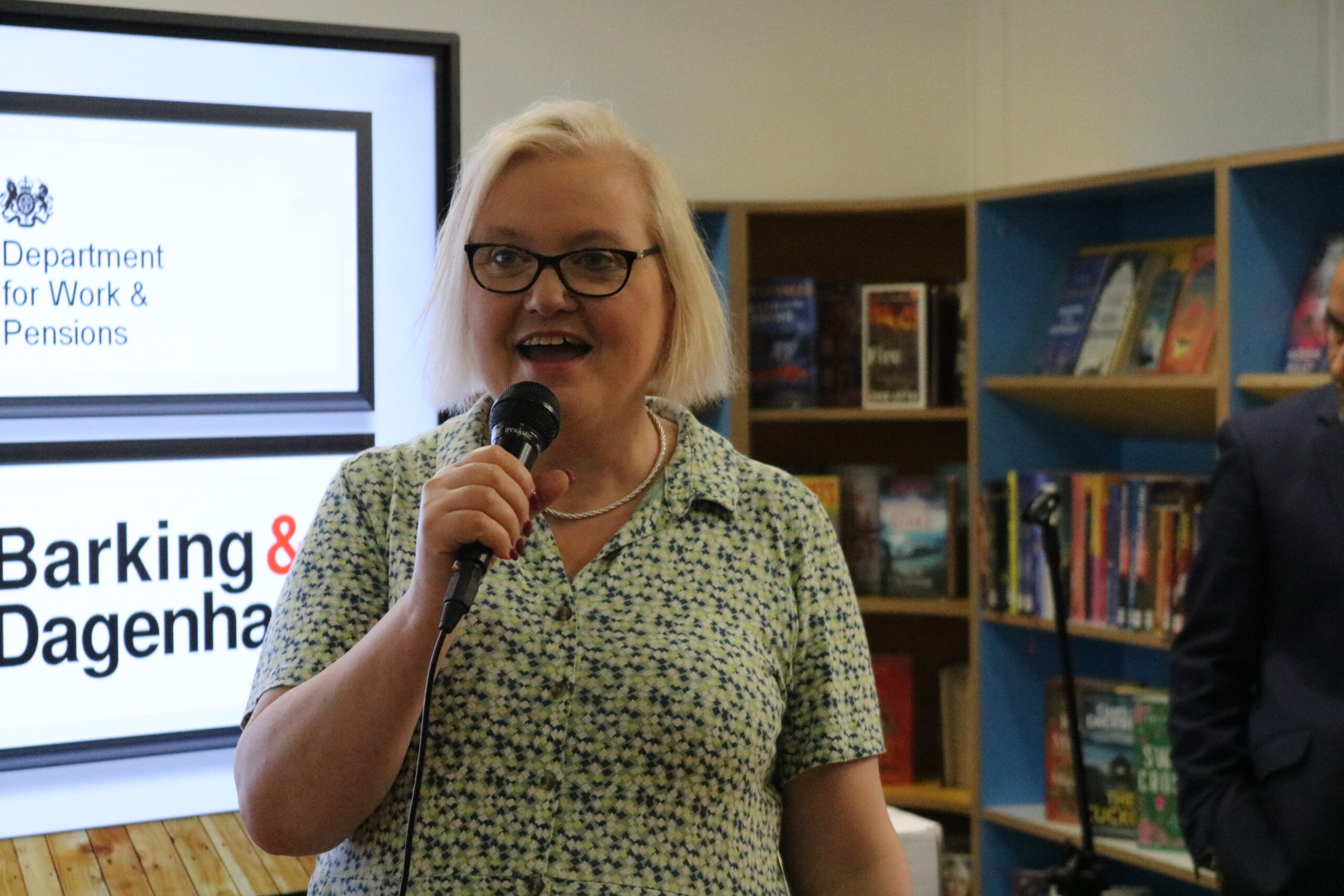 Baroness Twycross, Libraries Minister, is giving a speech at the launch of the DWP JCP Health Hub at the Dagenham Library and Family Hub.